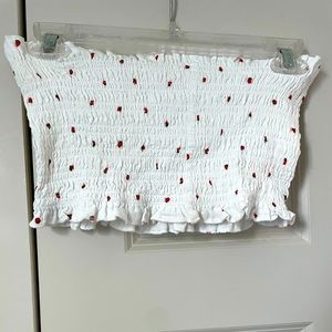 white strawberry tube top